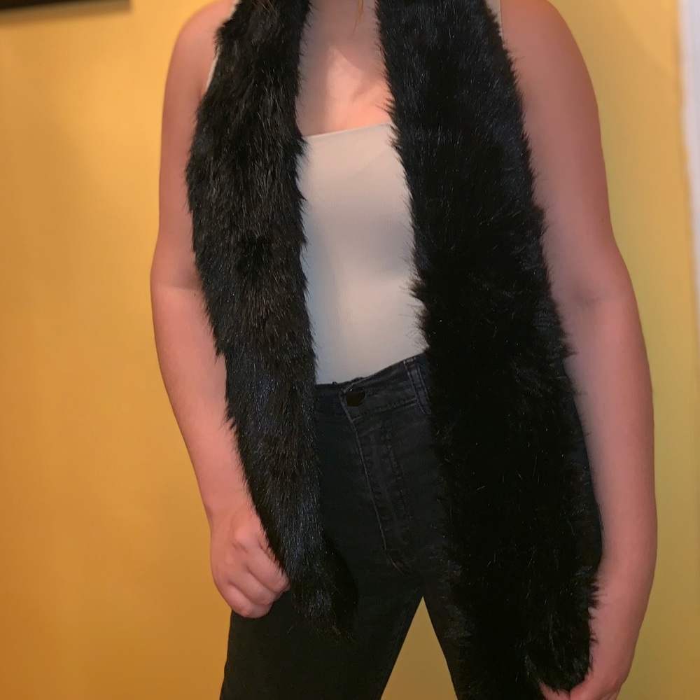 Black Faux Mink Collar Wrap.